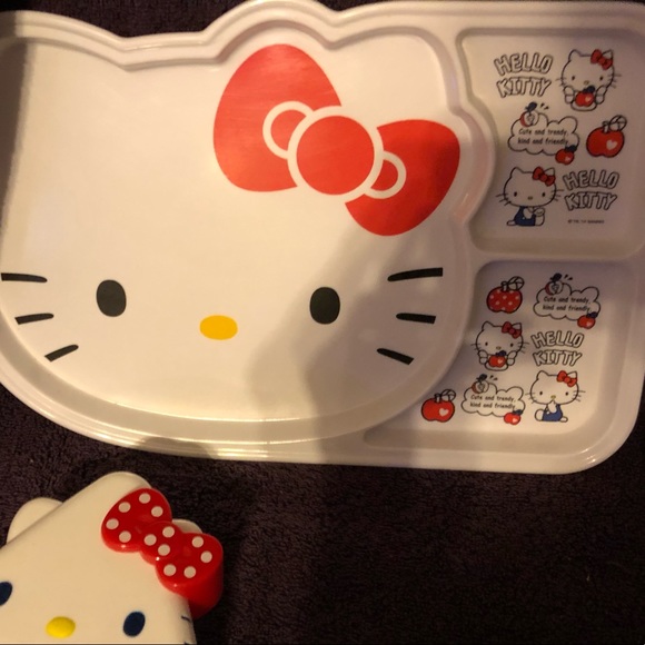 Sanrio Hello Kitty Plate Water Bottle Musubi Rice Maker Lunch Bag Set 5 Pc - Picture 8 of 13